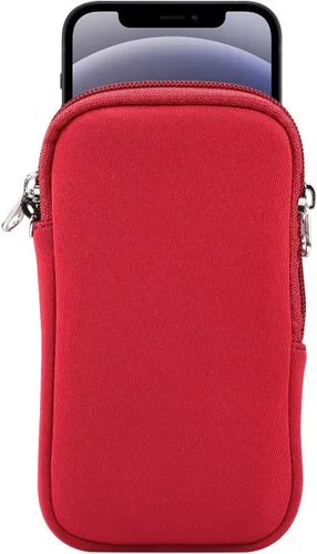 Vista 10 de Funda de neopreno de tamaño pequeño para teléfono celular, con cremallera y correa para el cuello para iPhone 17, 16, 16e, 15 15 Pro iPhone 14 14