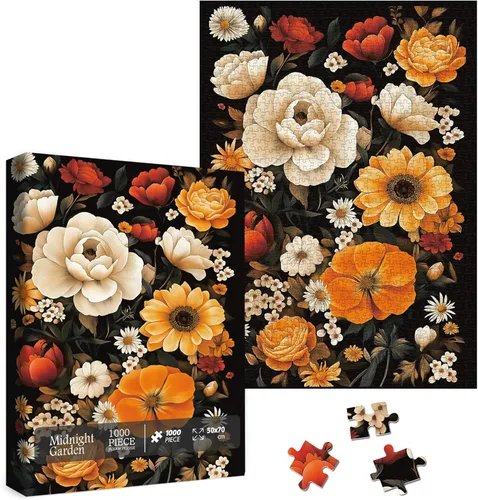 Vista 9 de Rompecabezas de Arte de Flores de Rosa para Adultos de 1000 Piezas, Hermosos Rompecabezas de Plantas con Páginas de Flores Silvestres, Rompecabezas