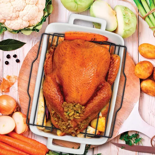 Vista 7 de HIC Kitchen Estante ajustable para hornear asado, acero con revestimiento antiadherente, se ajusta a 7 posiciones diferentes, 11.5 x 10.5 x 0.5