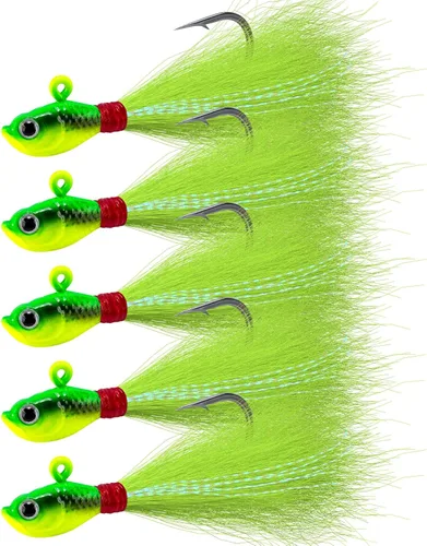 Alwonder Paquete de 5 plantillas de cola de cubo para el cabello, señuelos de pesca de agua salada, pesca de agua dulce, señuelos de pesca de surf,