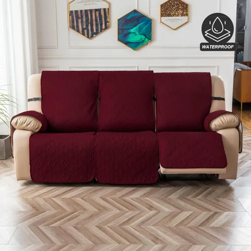 Vista 7 de Genina Funda impermeable para sofá reclinable de 3 plazas sin deslizamiento, fundas lavables para sofá de 3 cojines, protector de muebles para Rojo