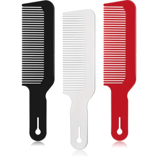Vista 9 de Boao Peines de peluquero de 3 piezas con parte superior plana, corte de pelo para corte de pelo para corte plano y cortadora (negro)
