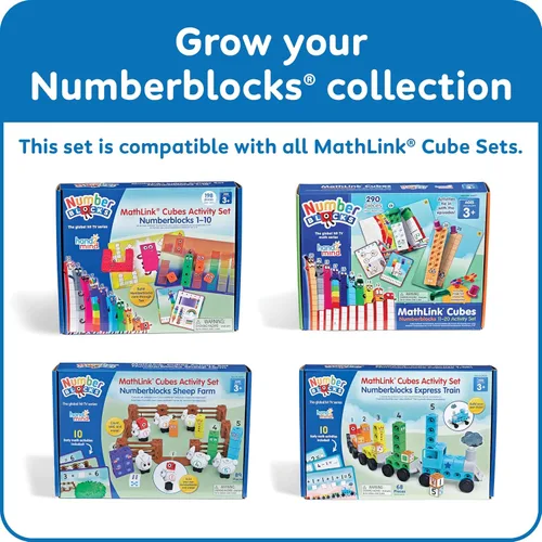 Vista 6 de hand2mind Numberblocks Sheep Farm MathLink - Juego de actividades de aprendizaje preescolar, juego de granja, bloques de conteo, juguetes
