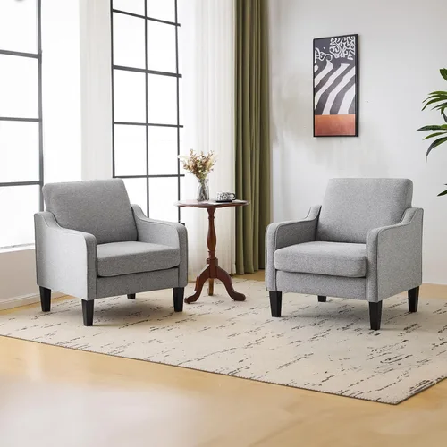 Vista 14 de VINGLI Juego de 2 sillas decorativas para sala de estar, sillas de lectura marrón claro para dormitorio, silla con brazo recogido, sillas