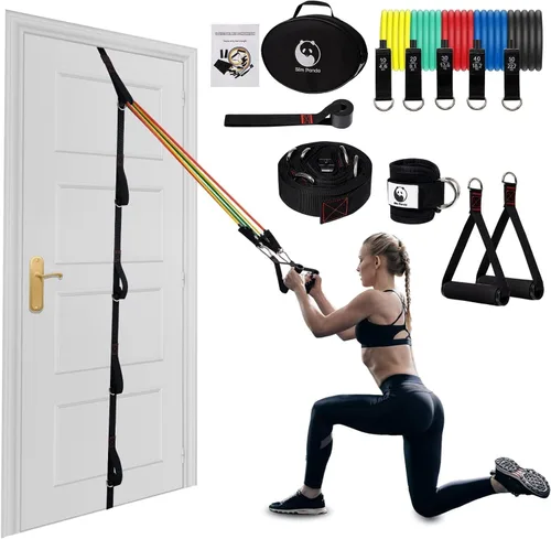 Vista 11 de Slim Panda Door Anchor Strap for Resistance Bands - Multi-Point Resistance Band Door Anchor with 5 Stainless D-Rings - Heavy Duty Home Gym
