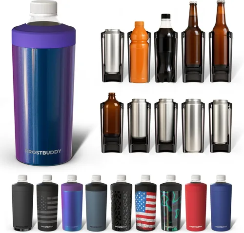 Vista 16 de Universal Buddy XL Can Cooler de Frost Buddy - Se adapta a latas y botellas de 12 onzas, 16 onzas, 20 onzas y 24 onzas - Mantén tus bebidas Azul bebé