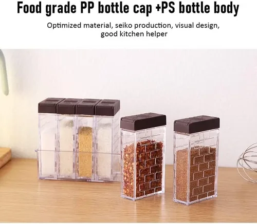 Vista 2 de ZHUHW - Caja de condimentos de cocina para el hogar, tarro de sal y pimienta, rociador de especias, contenedor de almacenamiento de botellas