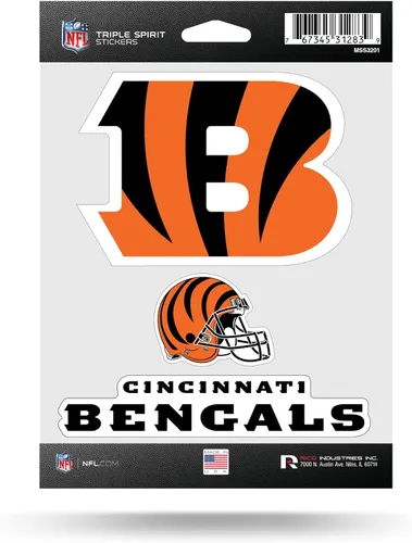 Vista 30 de Rico Industries NFL Football Triple Spirit Stickers Hoja de calcomanías triples