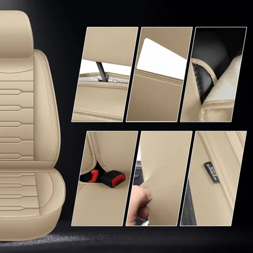 Vista 4 de AOMSAZTO Funda para Asiento de Coche Compatible con Jeep Cherokee 2014-2024 2025 Solo 2 Asientos Delanteros, Protector de Asiento de Coche de Cuero