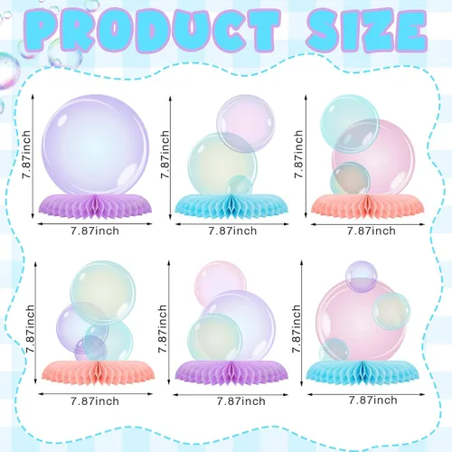 Vista 2 de 10 centros de mesa de burbujas bajo el mar, decoración de panal de abeja, decoración de mesa de cumpleaños de sirena para decoración de fiesta