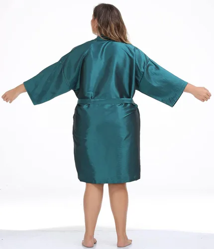 Vista 5 de PERFEHAIR Bata de peluquería para clientes, estilo kimono (azul)