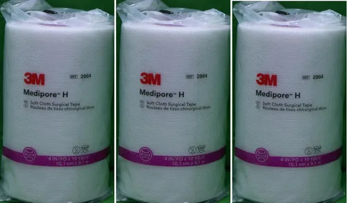 3M Medipore H - Cinta quirúrgica de tela suave, 4 pulgadas de ancho por 10 yardas (3 rollos)
