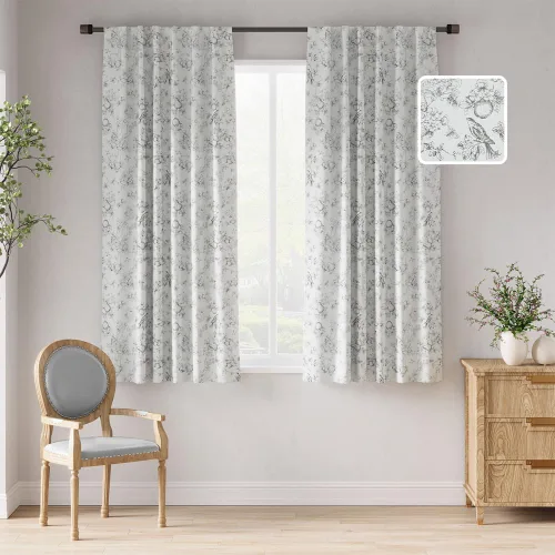 Vista 30 de jinchan Cortinas Opacas Florales 95% de 63 Pulgadas de Largo, Cortina Opaca con Flores Impresas Azules para Dormitorio con Bolsillo para Varilla