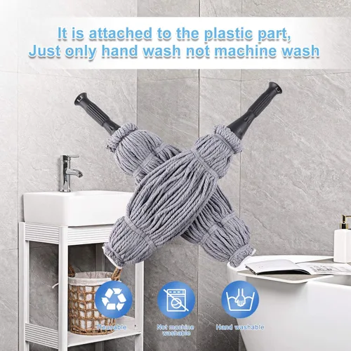 Vista 5 de Eyliden Trapeador con 2 cabezales de microfibra reutilizables, trapeador giratorio fácil de escurrir, mango largo de 57.5 pulgadas, mopa húmeda