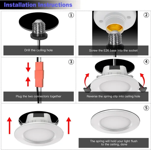 Vista 6 de MagicLight Luz empotrable inteligente de 4 pulgadas, multicolor, regulable por aplicación, 2700K-6500K CCT seleccionable, 9 vatios, CRI80+, control