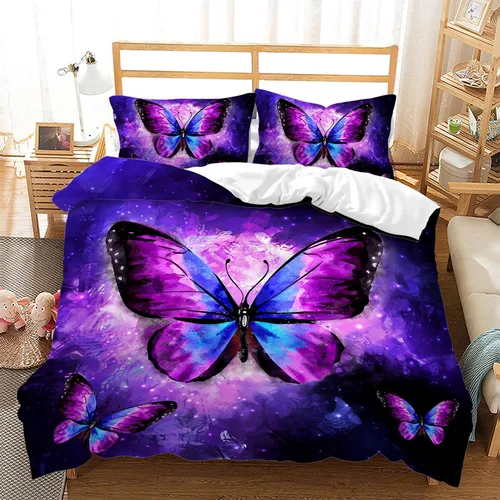 Vista 22 de AILONEN Twin Duvet Cover Set 3 Piece, Pastel Bowknot Bedding, Pink Purple Quilt Wrap Zippered, Soft Microfiber Comforter Case for Princess Girls