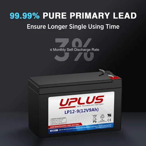 Vista 4 de UPLUS - Batería AGM recargable de 12 voltios y 4 AH, baterías de repuesto de batería de alarma LP12-4 SLA para panel de control de seguridad