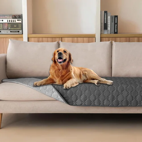 Vista 36 de gogobunny - Manta para perros y gatos 100% impermeable y de doble cara, funda suave para cama de mascotas, reversible, protege muebles, carbón