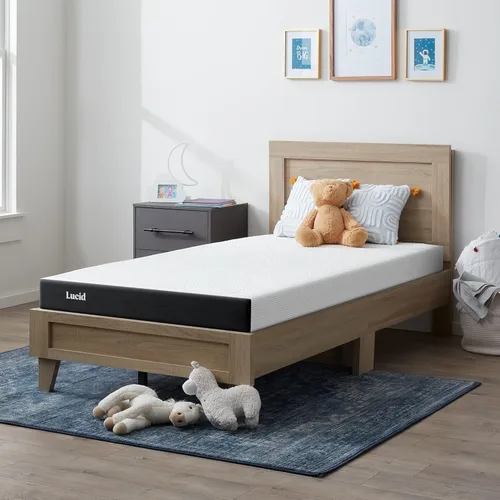 Vista 12 de Lucid - Colchón de espuma viscoelástica de 8 pulgadas - Sensación de firmeza media - Infundido con refrescante carbón de bambú y gel refrescante