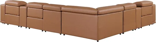 Vista 361 de BlackJack Furniture Venice - Sofá modular de cuero italiano de grano superior de 5 piezas con 3 reclinables eléctricos, reposacabezas ajustable