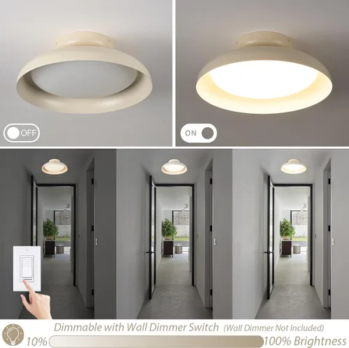 Vista 4 de BISAMIYA Lámpara de techo LED moderna regulable, lámpara de techo semiempotrada de 15.7 pulgadas, lámpara de ángulo ajustable, acento de latón