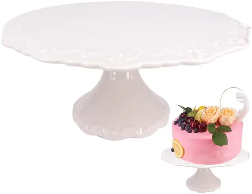 Vista 8 de Soporte de cerámica para cupcakes de 3 niveles, bandeja escalonada blanca para cupcakes, soporte de servicio de 3 niveles para fiesta de té