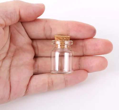 Vista 3 de MaxMau 100 Count Small Glass Bottles with Corks,5ml Tiny Vials Clear Mini Jars Wooden Stopper for Art Crafts Storage Party Decoration Wedding Favors