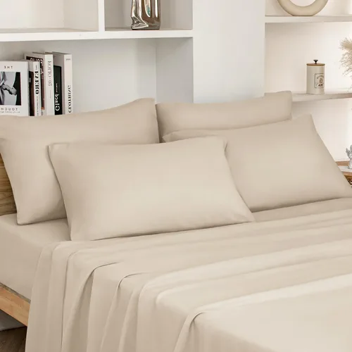 Vista 8 de HOMEIDEAS Sábanas de cama tamaño completo – Juego de 6 piezas (azul aguamarina) – Sábanas de ropa de cama de microfibra cepillada extra suave