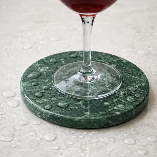 Vista 10 de Creative Home Natural Champagne Marble Set of 4 Piece Round Coasters, 4" Diameter