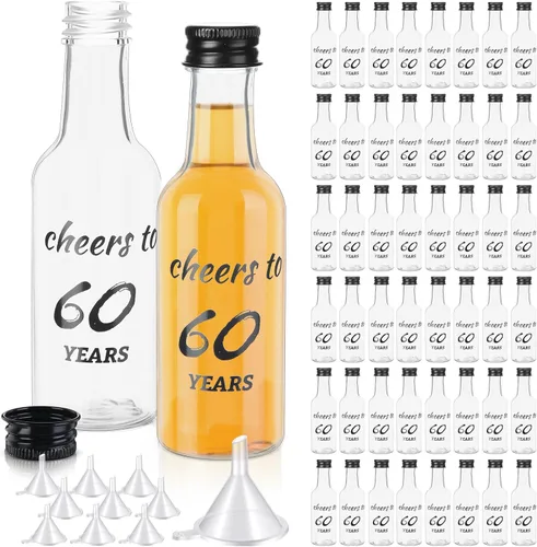 Vista 10 de Bokon 50 mini botellas de licor para fiesta de cumpleaños de 1.7 onzas para invitados, mujeres, hombres, 40 cumpleaños, aniversario, boda