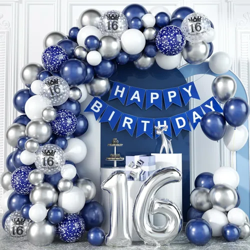 Vista 13 de Decoraciones de Cumpleaños 18 para Niños Globos Negros y Dorados Kit de Arco de Guirnalda con Número 18 Globo de Confeti de Papel de Aluminio