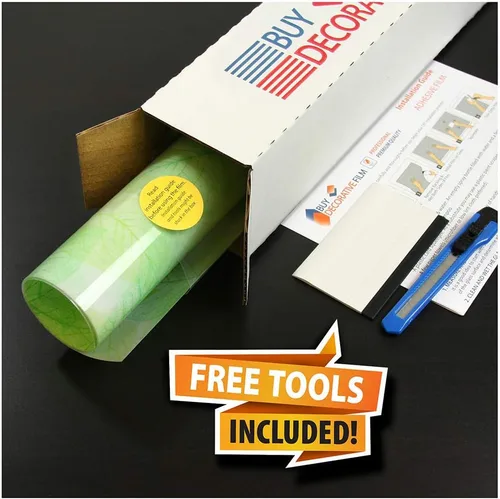 Vista 2 de BDF 4GLVW - Película decorativa para ventana, hojas verdes sobre blanco (36 pulgadas x 14 pies)