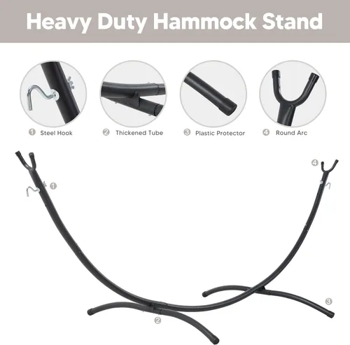 Vista 5 de SUNCREAT Hamaca portátil para exteriores con soporte incluido, hamaca doble con soporte para exterior, beige