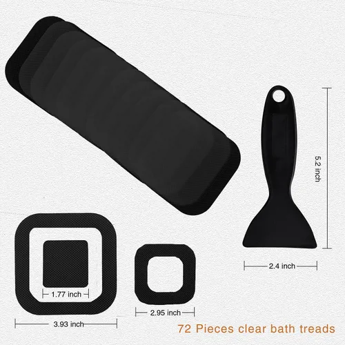 Vista 4 de Secopad Calcomanías antideslizantes para bañera, 36 piezas de seguridad para bañeras, duchas, peldaños adhesivos, raspador
