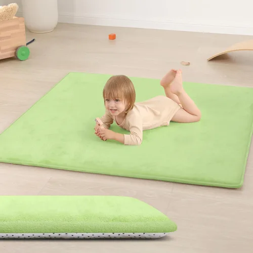 Vista 31 de Alfombra de juego para bebé para piso, 47 x 47 pulgadas (beige)