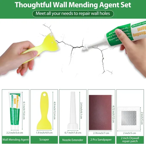 Vista 2 de Mckanti - Kit de reparación de paneles de yeso, kit de parche de agujero para paneles de yeso, kit de parche de reparación de pared de gran agujero