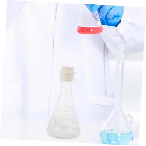 Vista 6 de CHILDWEET Frasco cónico de 16.9 fl oz del frasco de cristal del laboratorio de la química con el corcho inodoro para los estudiantes