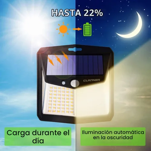 Vista 4 de Claoner - Luces solares con sensor de movimiento [128 LED/4 paquetes], luces para exterior con 3 modos de iluminación con 270° de angulo