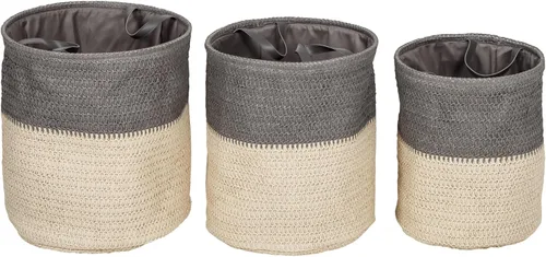 Vista 4 de Honey-Can-Do Juego de 3 cestas de lavandería flexibles con asas, gris/natural HMP-09574 Natural, 30 libras