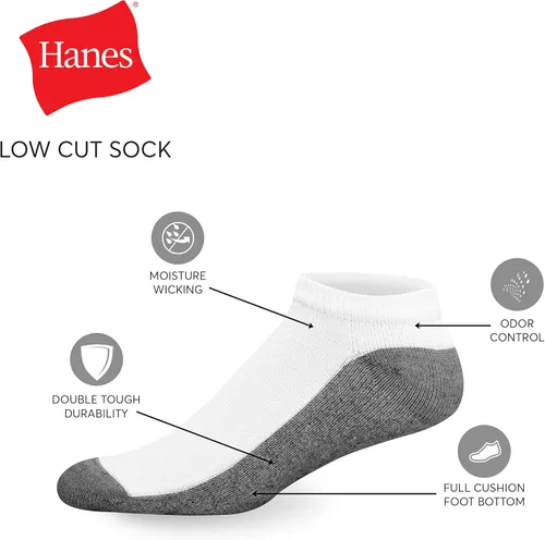 Vista 5 de Hanes Men's Max Cushion Low Cut Socks, 6 and 8 Packs