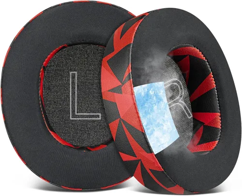 SOULWIT Almohadillas de repuesto de gel refrigerante para auriculares Steelseries Arctis Nova Pro Wired, Nova rojo (Red Storm)