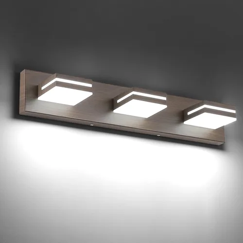 Vista 88 de SineRise Lámparas LED modernas para tocador de baño (3 luces, 24 pulgadas), accesorios de iluminación de pared de acrílico moderno dorado mate sobre