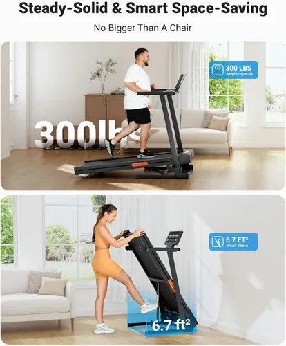 Vista 6 de THERUN Treadmill with Incline, Incline Treadmill,Treadmills for Home, 3.0 HP Brushless Motorized Treadmills for Quiet Running, 300LBS Weight Capacity