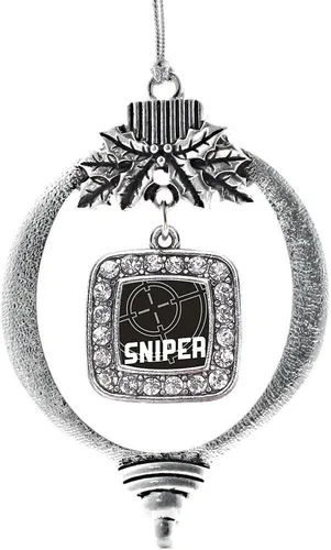 Vista 169 de Inspired Silver - Adorno de flor de iris - Adornos navideños con dije cuadrado de plata con joyas de circonita cúbica