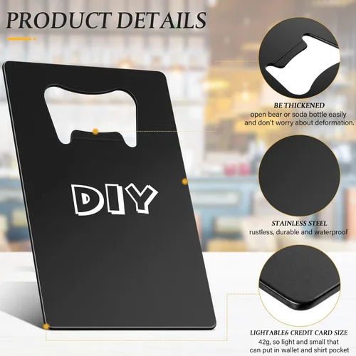 Vista 3 de 40 unidades de abrebotellas de tarjetas de crédito, de acero inoxidable, para póquer, para regalos de Navidad, se puede tallar para bricolaje, boda