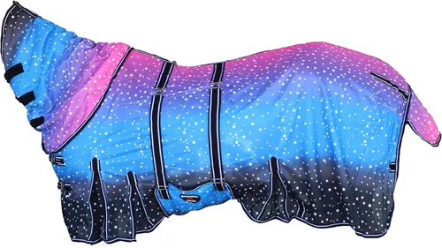 Vista 4 de 60 "Caballo Luz Verano Primavera Flujo de Aire Malla Flysheet Cuello Desprendible Galaxy 73157