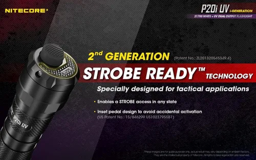 Vista 8 de NiteCore Combo P20i UV (P20iUV) Linterna LED recargable USB-C con funda y 2 baterías adicionales NL2150HPi incluidas, 1800 lúmenes