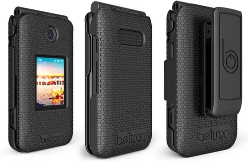 Vista 8 de Cricket Debut - Funda con tapa con clip giratorio para cinturón, funda protectora a presión para AT&T Cingular Flip IV (U102AA) - Negro