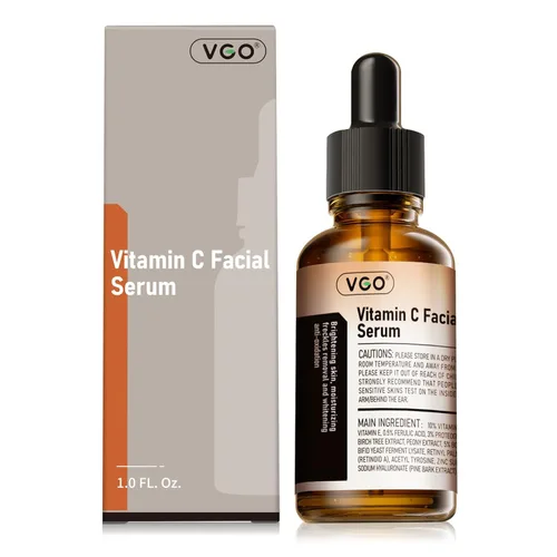 VGO Suero de Vitamina C para el Rostro, Suero Antienvejecimiento de Vit C con Ácido Hialurónico y Vitamina E, Cuidado Facial de Hidratación Profunda