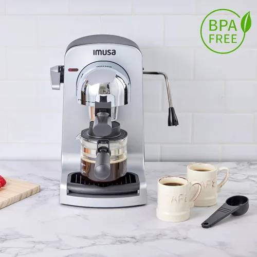Vista 3 de IMUSA Cafetera eléctrica para Espresso y Cappuccino Bistro de 4 tazas, plateado